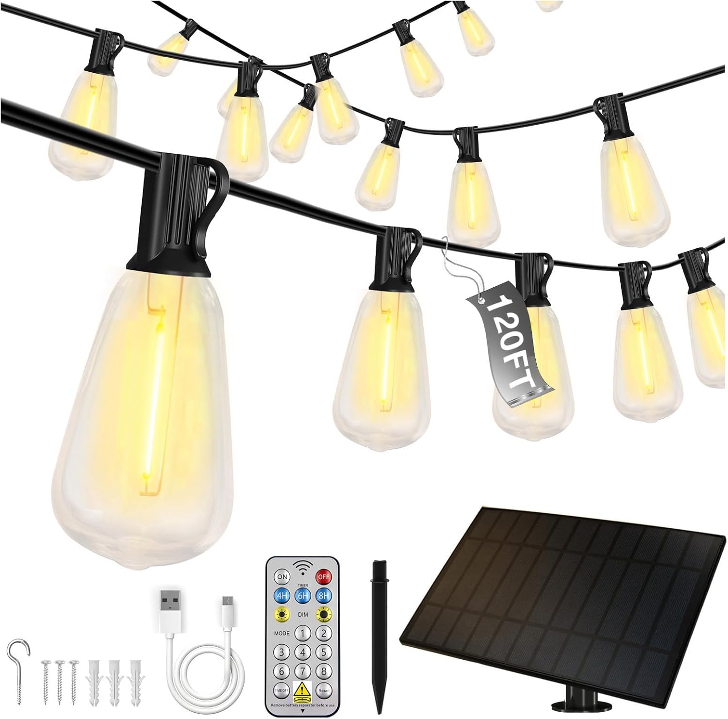 DAYBETTER 120ft Solar String Lights Outdoor Waterproof