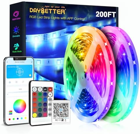 DAYBETTER 200ft Smart LED Strip Lights with App Control