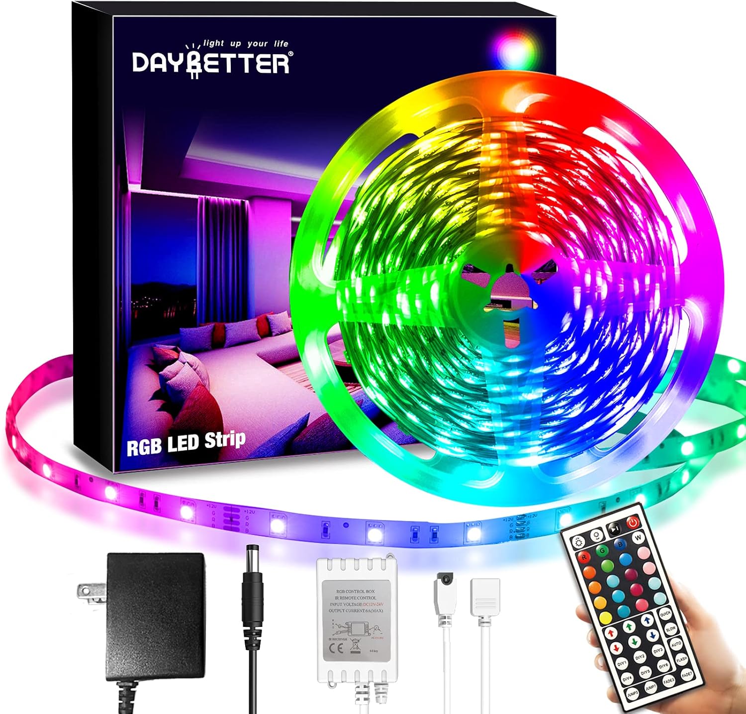 DAYBETTER 20ft RGB LED Strip Lights with Remote Control