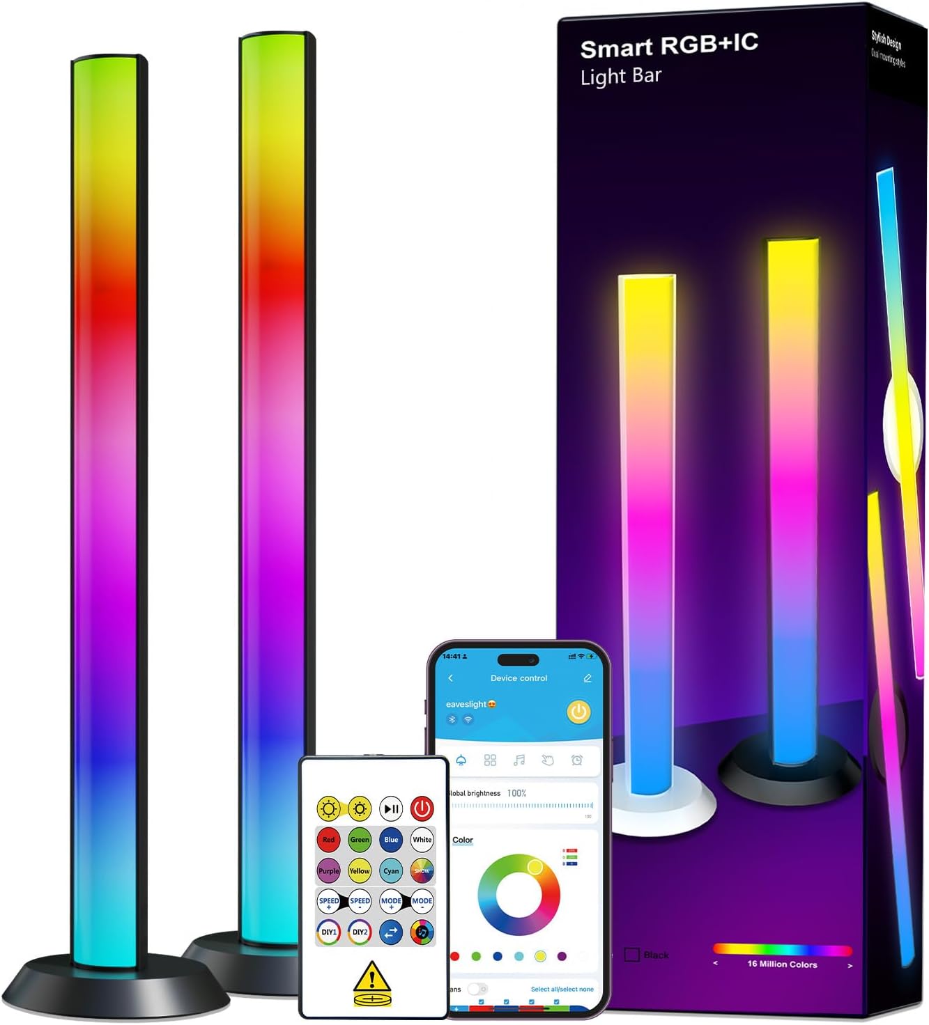 DAYBETTER RGBICW Gaming Light Bars with Music Sync & App