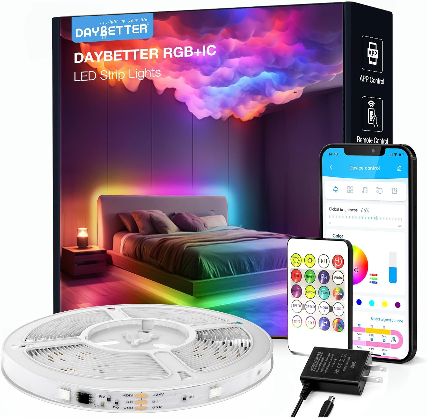 DAYBETTER Smart IC LED Strip Lights 16.4ft RGBIC Music Sync