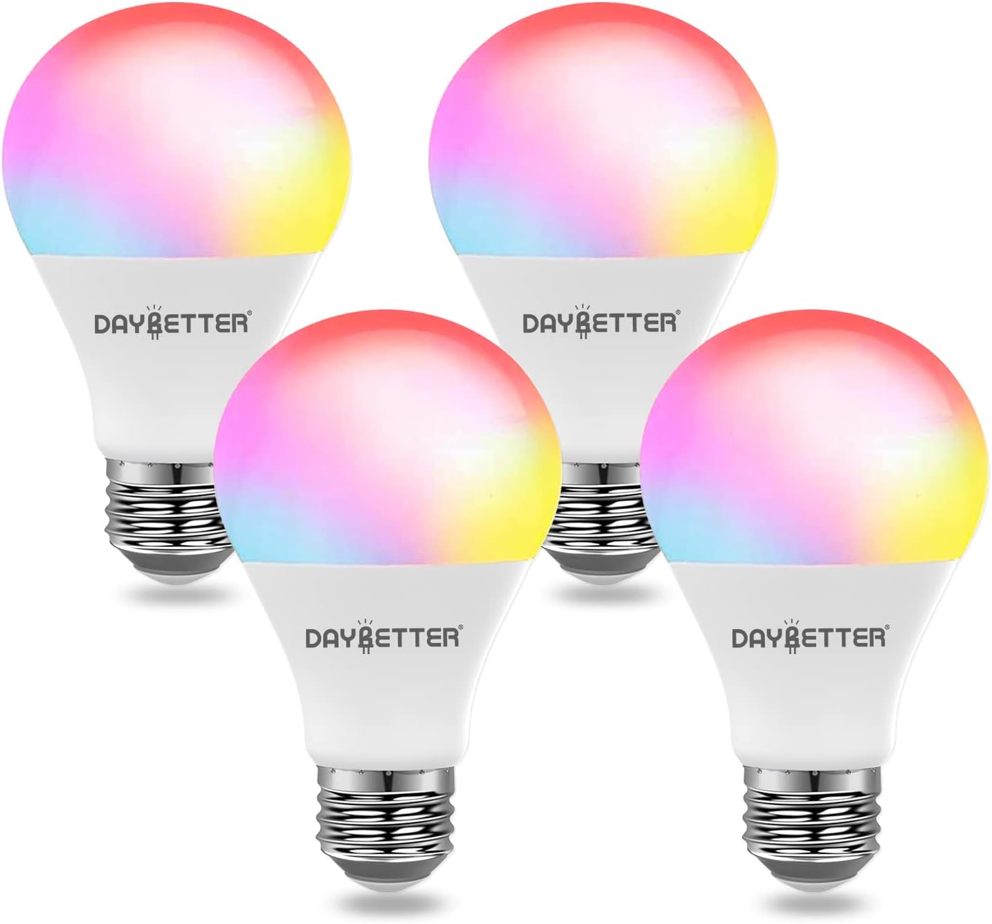 DAYBETTER Tuya Smart RGBCW WiFi Light Bulbs 4-Pack, Alexa