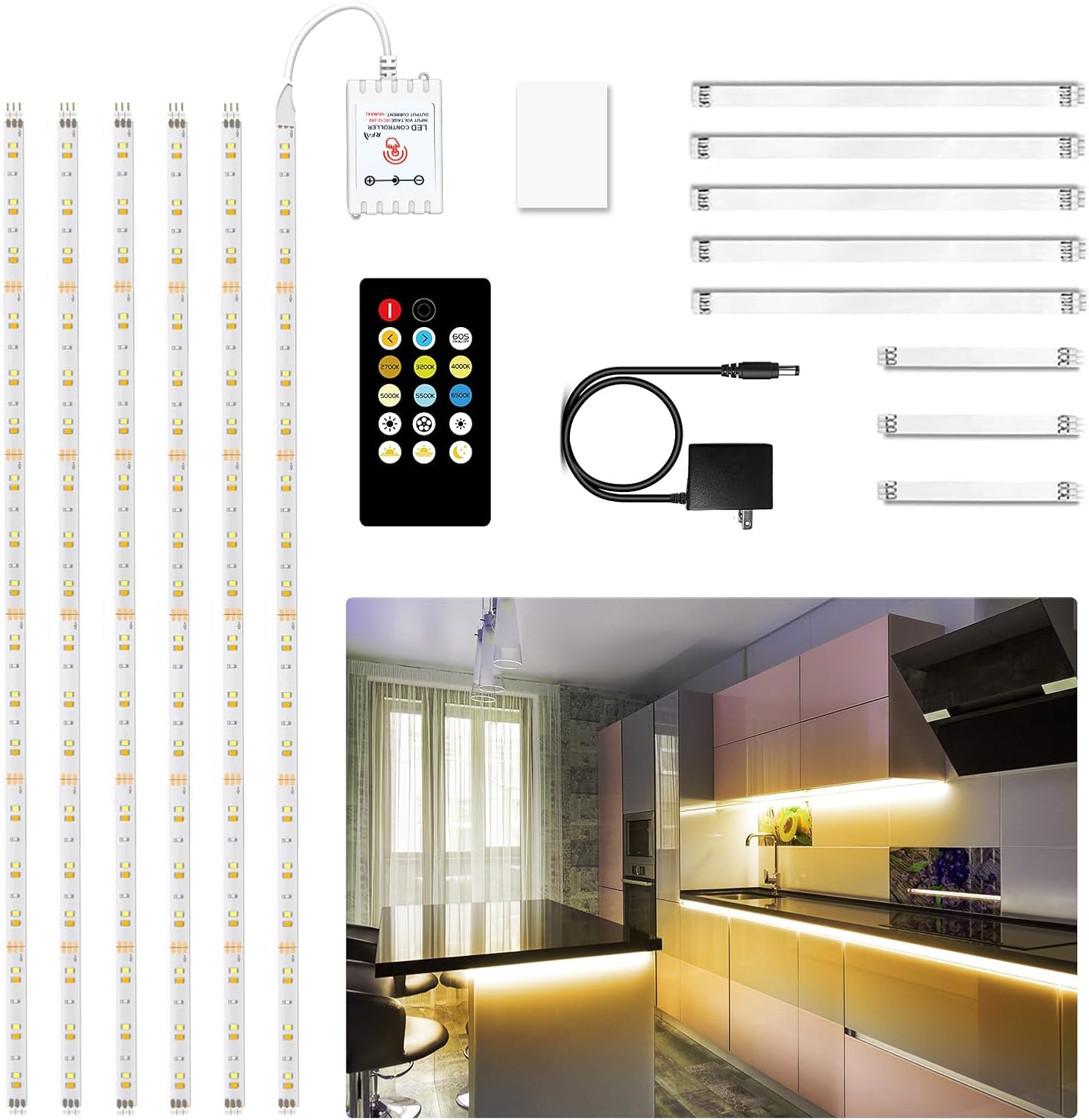 DAYBETTER Under Cabinet Lights 6PCS Dimmable LED Strips
