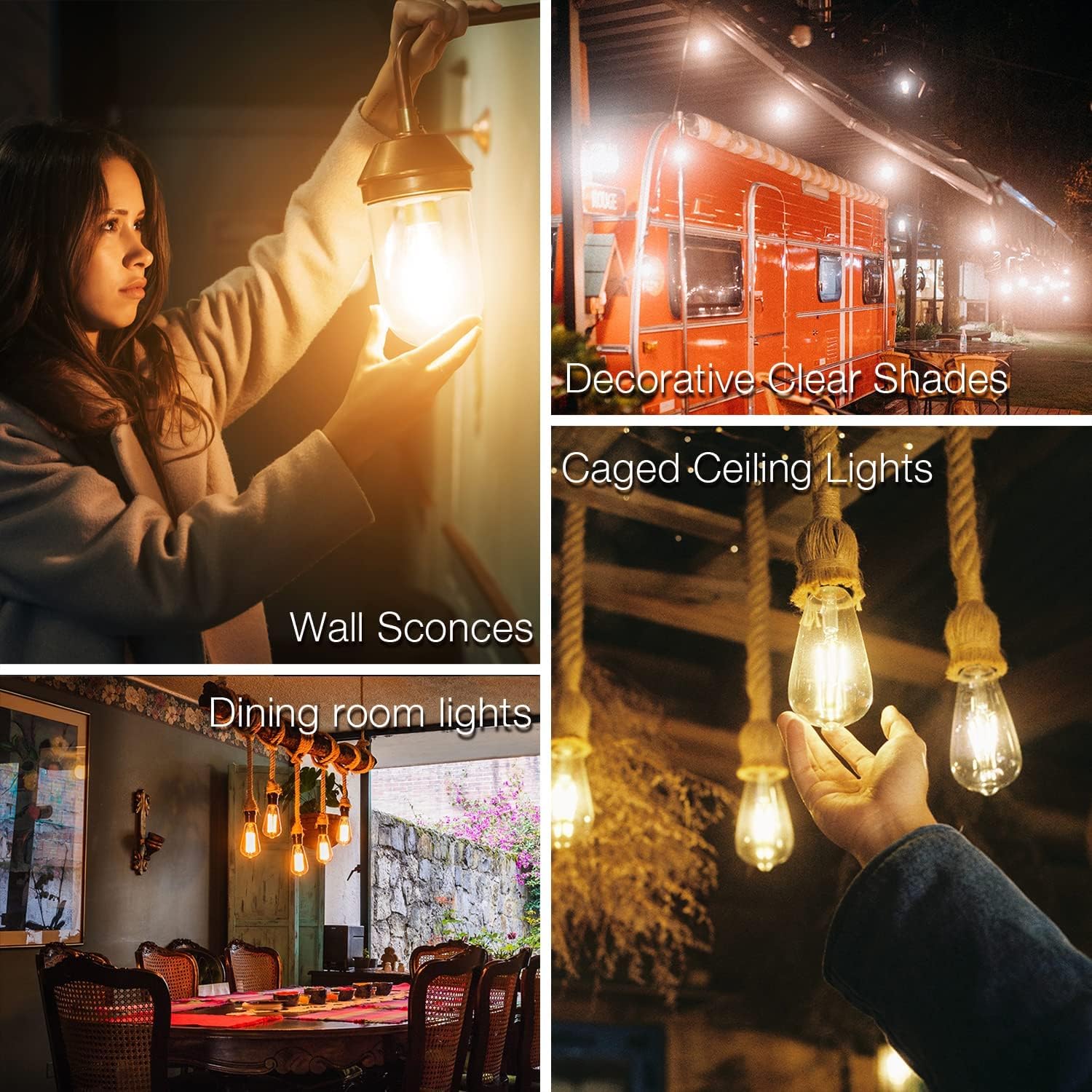 DAYBETTER Vintage LED Edison Bulbs E26 60W Dimmable 2700K